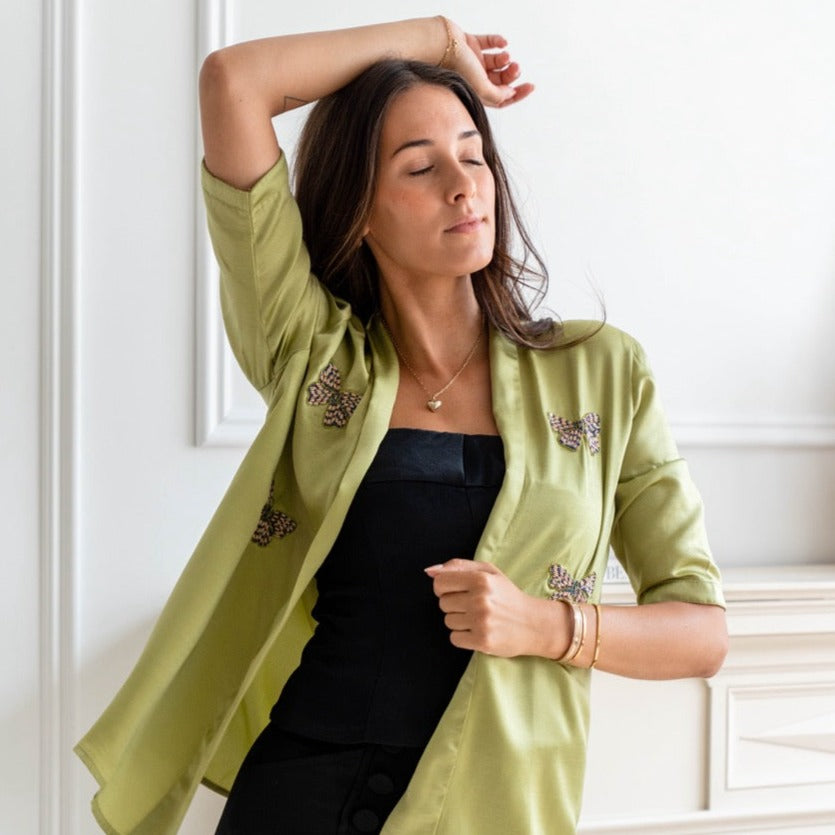 Butterflies Satin Pullover Shrug